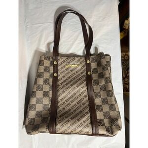 as is-Steve Madden Brown & Tan W/Gold Large Handbag / Shoulder Purse tote medium
